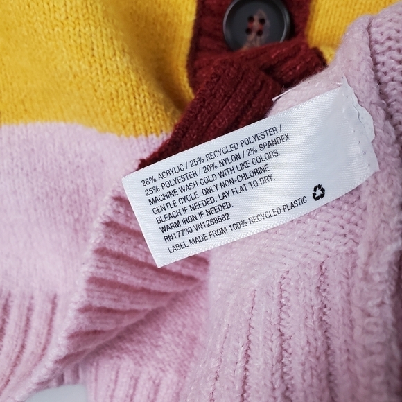 Wild Fable Red Colorblock Button Sweater Cardigan Medium - Picture 6 of 7